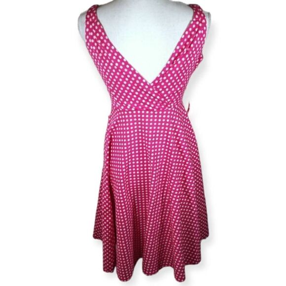 GRACE KARIN PINK & WHITE POLKA-DOT V-NECK SKATER DRESS SZ.XS EUC. - Picture 5 of 7
